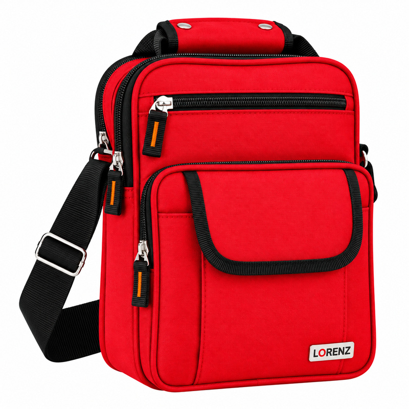 (image for) 2573 Red Large Unisex Polyester Bag wth 4 Zips & Pocket (New)